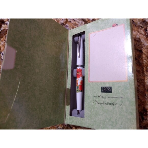 CROSS MARJOLEIN BASTIN TWIST‎ BALL POINT PEN Red & Orange Flowers NOS in Box - Picture 2 of 13